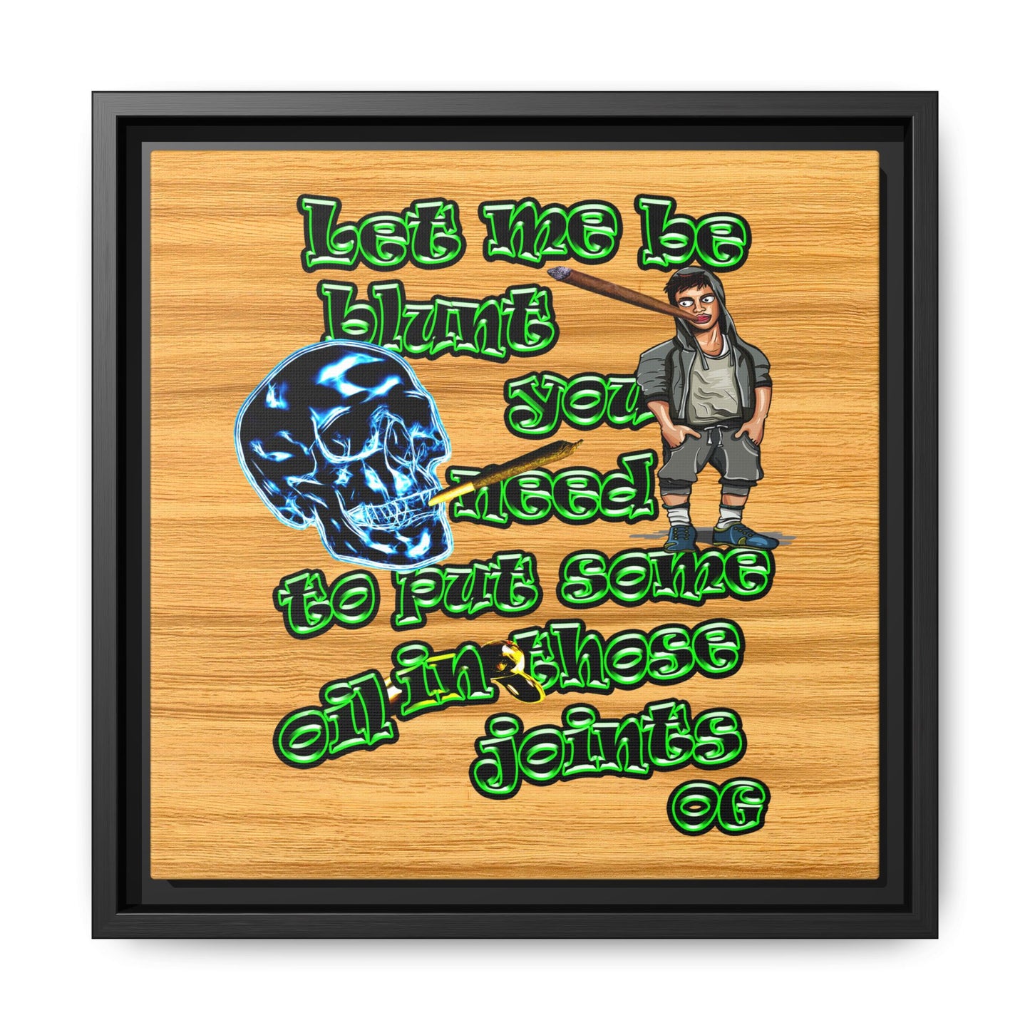 og - framed canvas art (butterscotch wood finish)