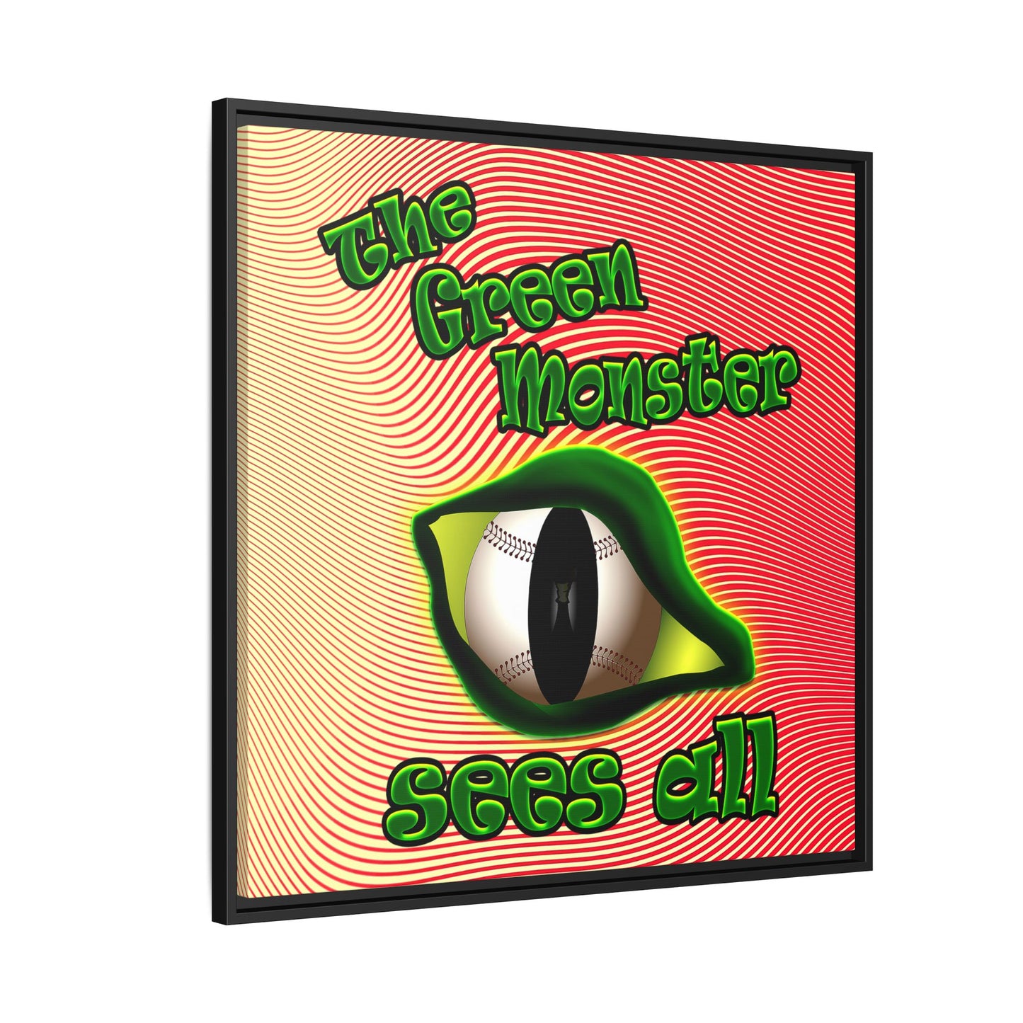 green monster - framed canvas art (yellow-orange wave)