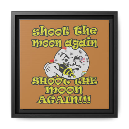 shoot the moon again - framed canvas art (light brown)
