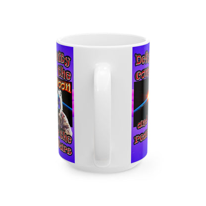 defy conquer reach - White Mug (purple-pink wave)