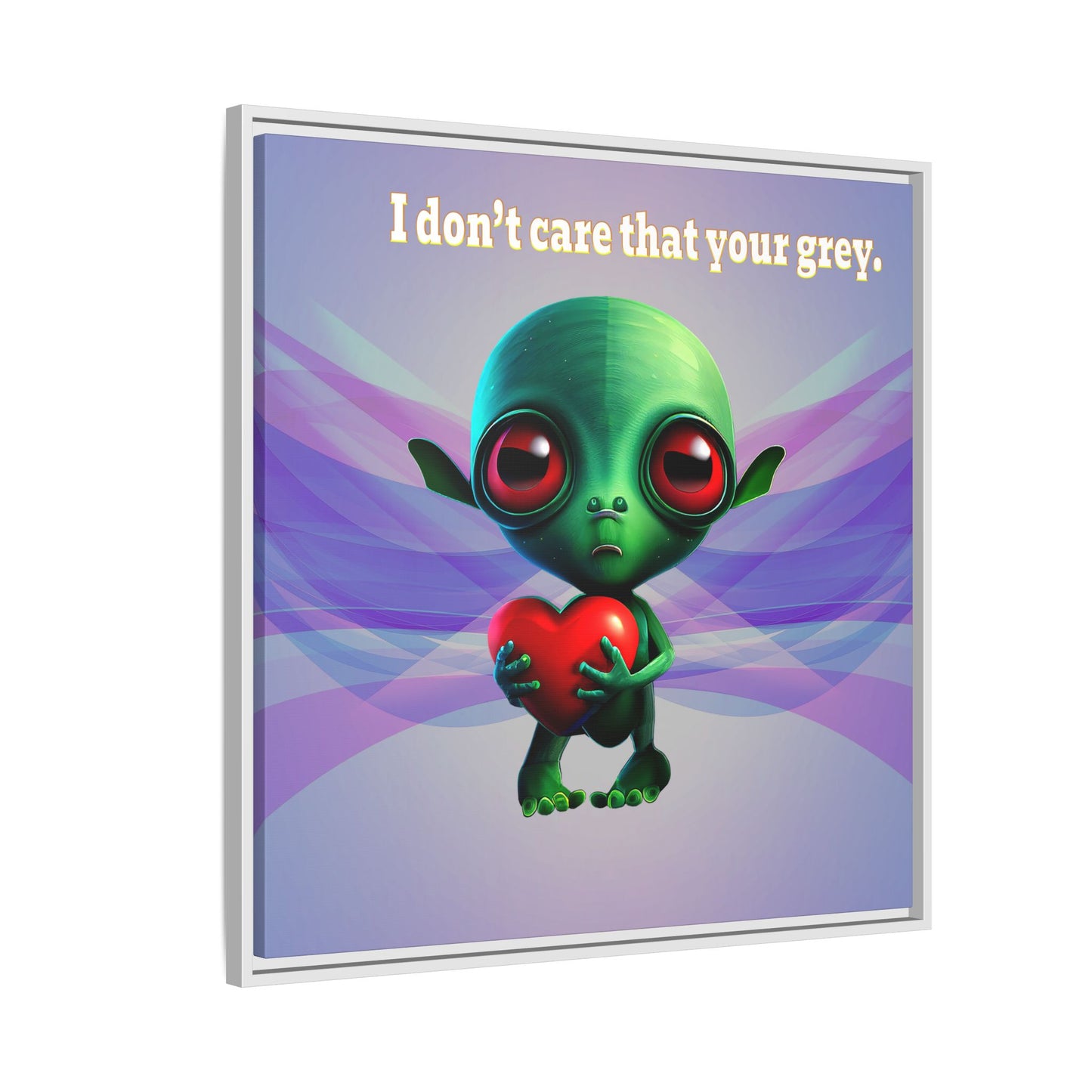 I don't care that your grey - framed canvas art (light blue-pink wave)