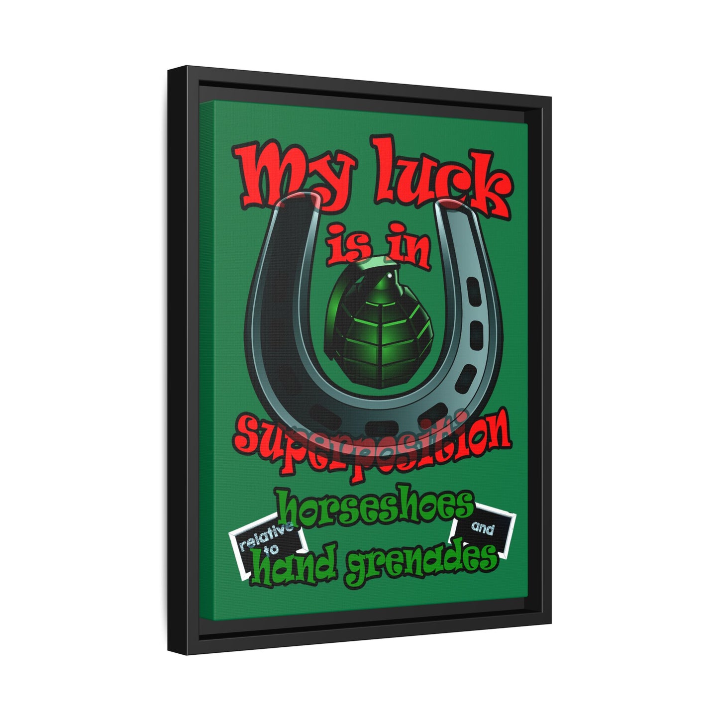 my luck - framed canvas art (dark green)