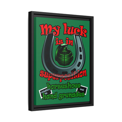 my luck - framed canvas art (dark green)