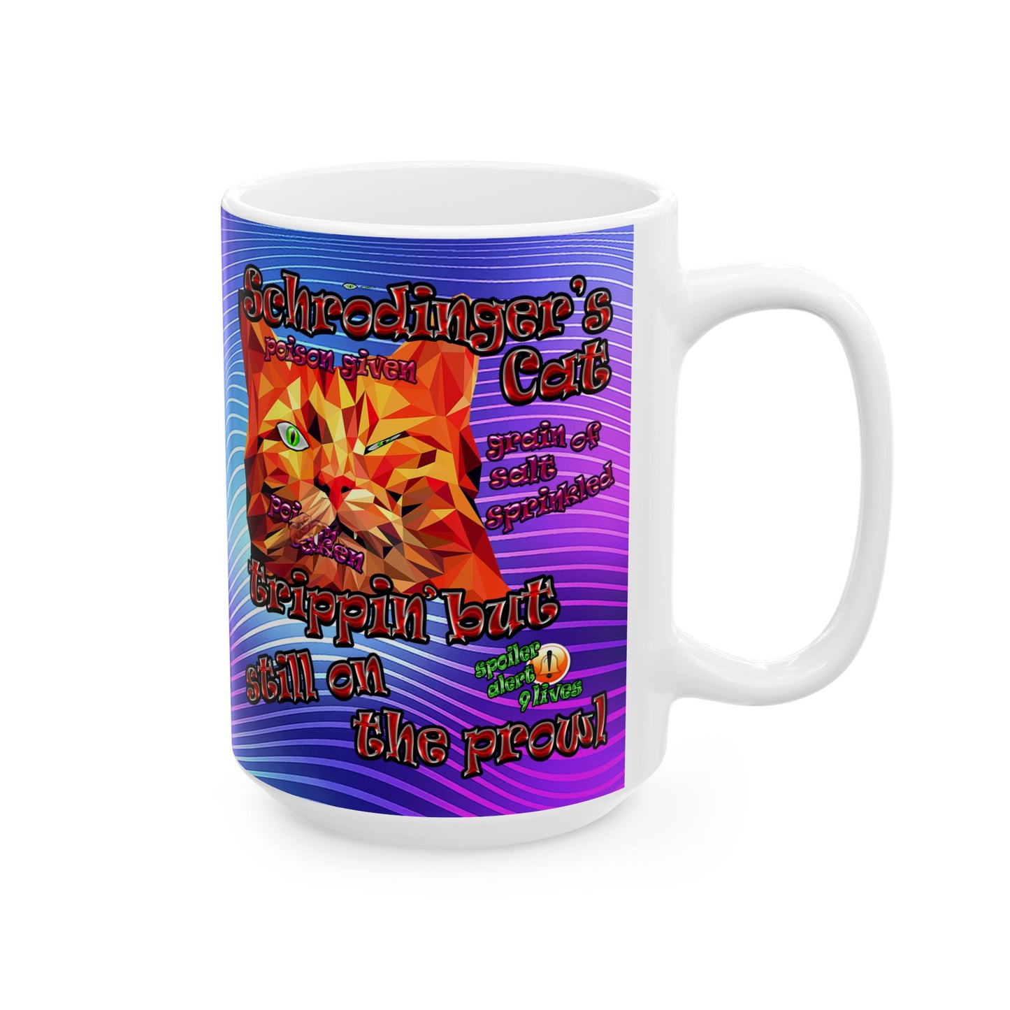 schrodinger's cat - White Mug (purple wave)