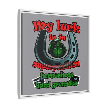my luck - framed canvas art (grey)