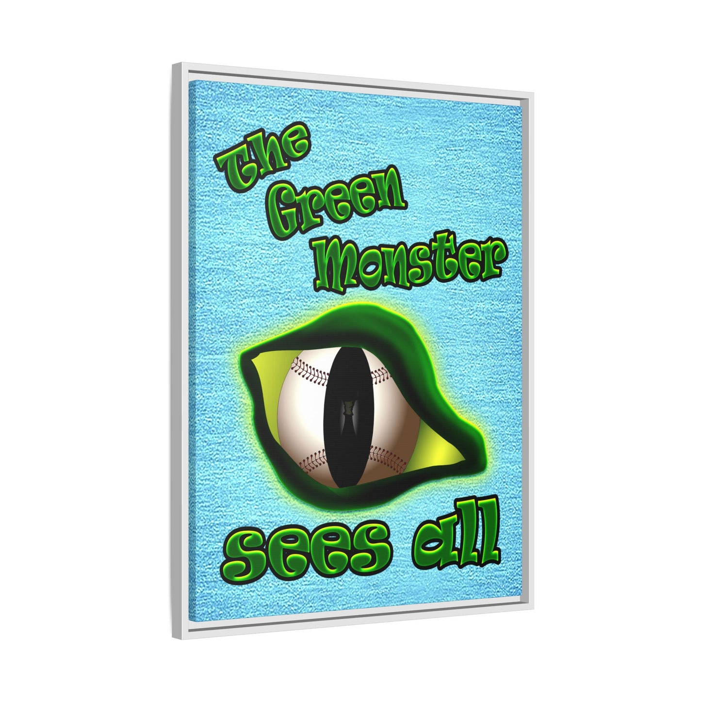 green monster - framed canvas art (faded blue)