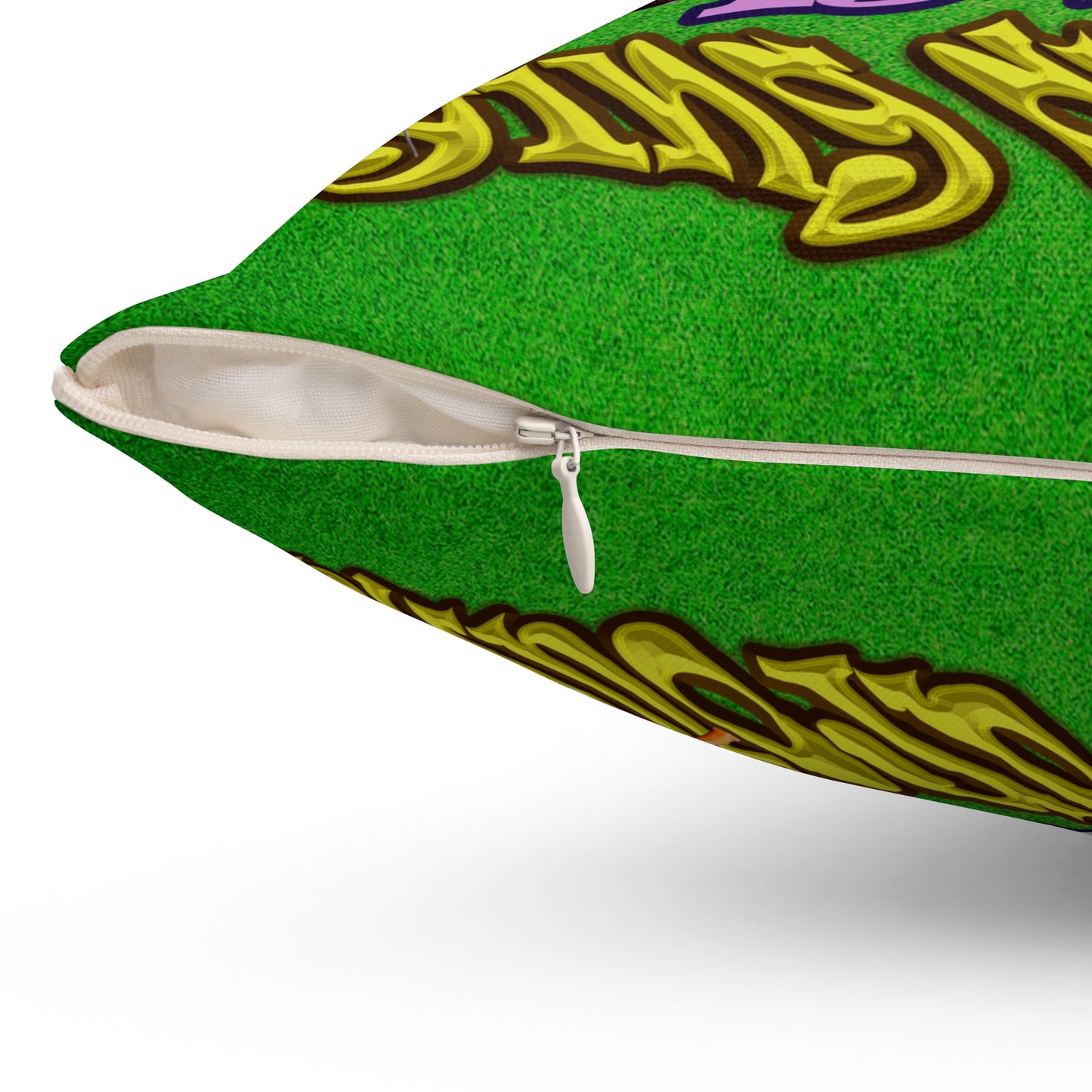 the bum's shit - Spun Polyester Square Pillow - (green turf)