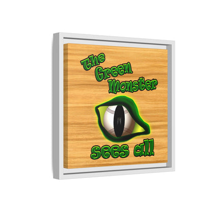 green monster - framed canvas art (butterscotch wood finish)