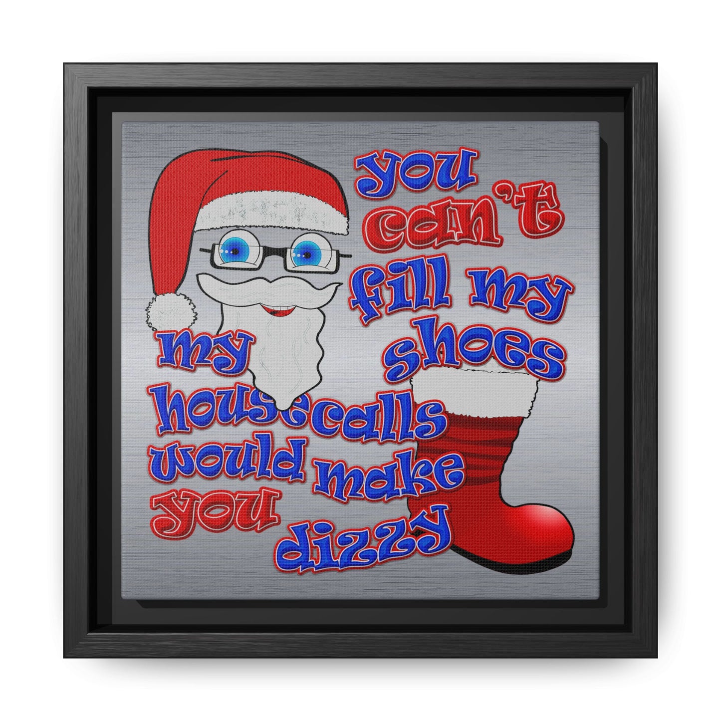 santa's shoes - framed canvas art (brushed nickel)