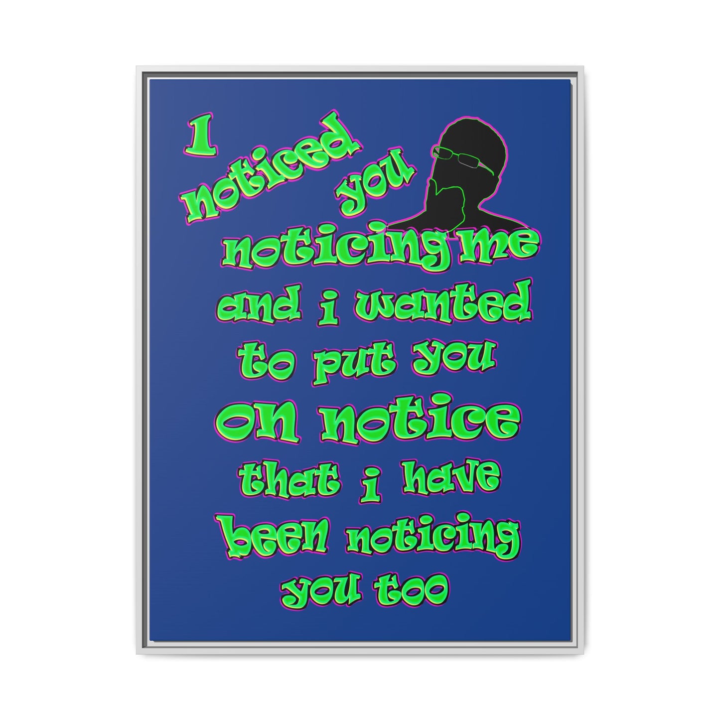 noticed you noticing - framed canvas art (dark blue)