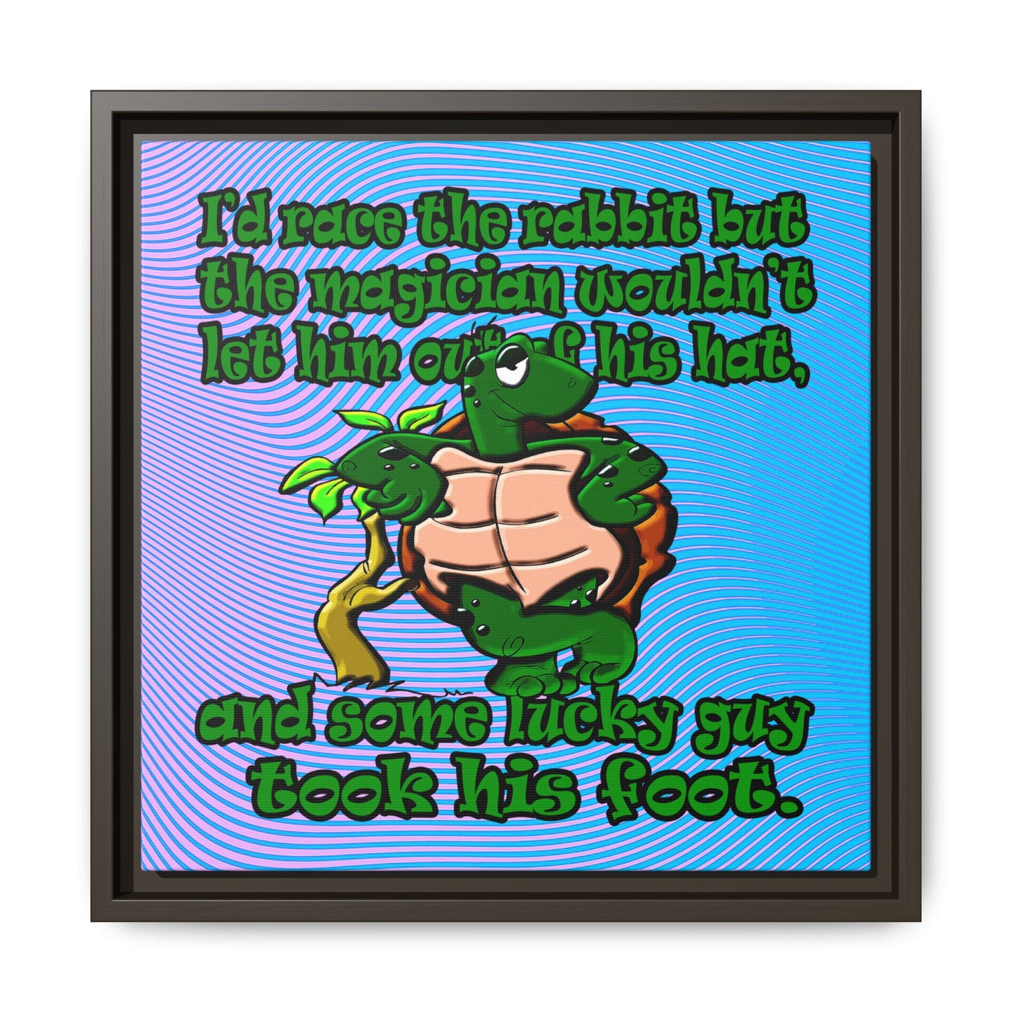 turtle race - framed canvas art (light blue-purple wave)