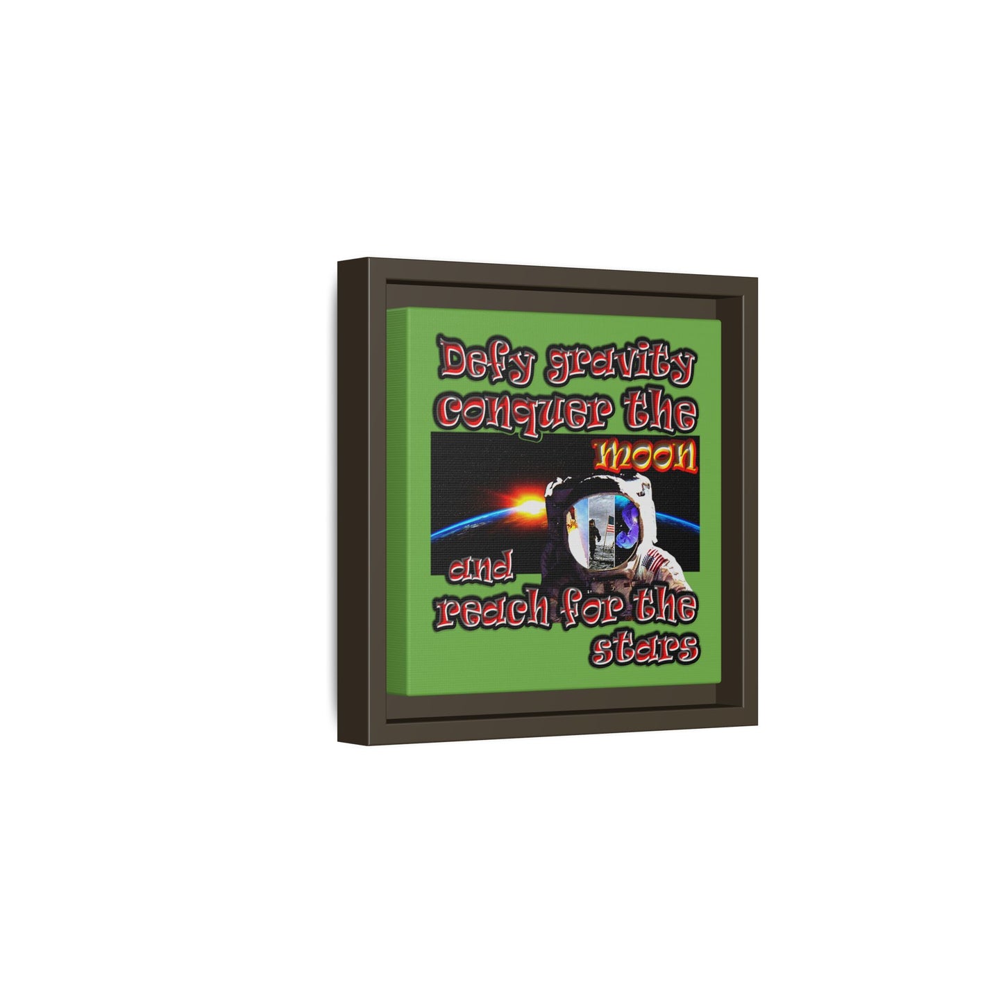 defy conquer reach - framed canvas art (green)