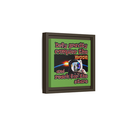 defy conquer reach - framed canvas art (green)