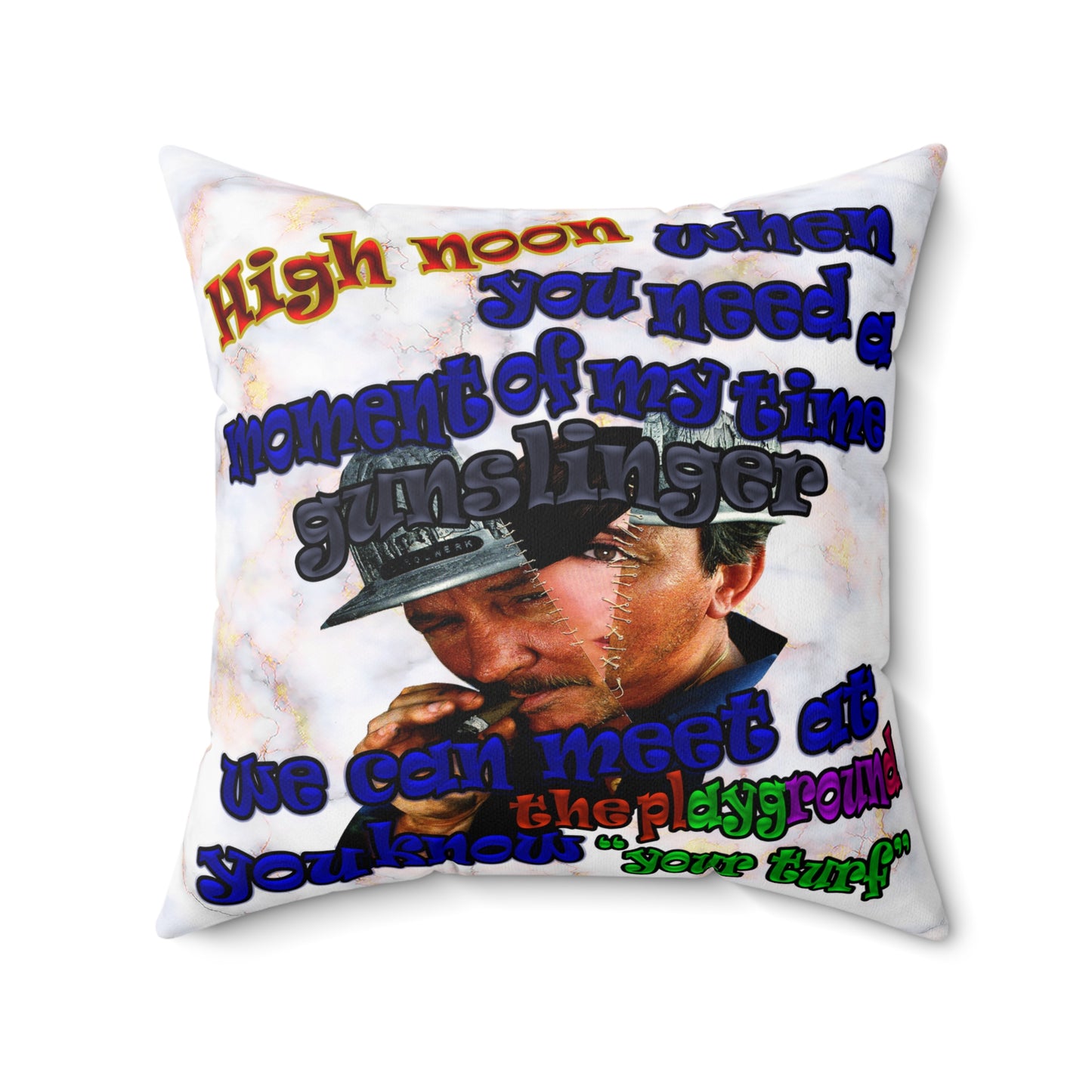 high noon - Spun Polyester Square Pillow - (white marble)