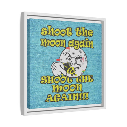 shoot the moon again - framed canvas art (faded blue)