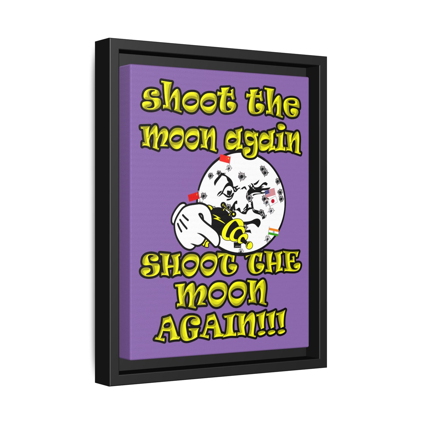 shoot the moon again - framed canvas art (light purple)