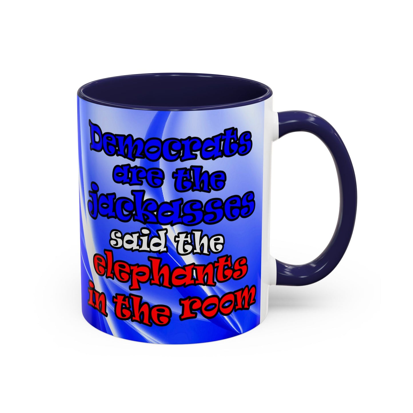 donkeys and elephants - Accent Mug (blue-white wave)