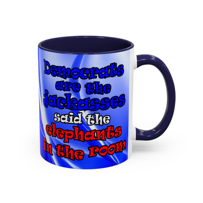 donkeys and elephants - Accent Mug (blue-white wave)