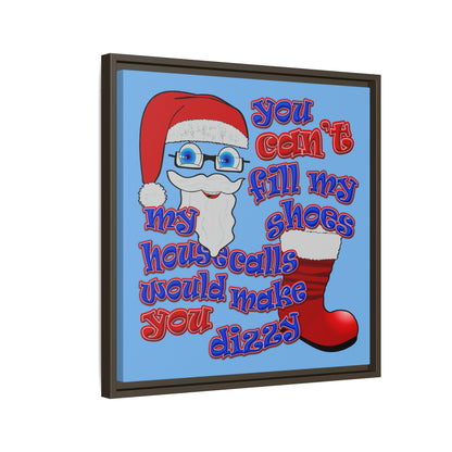 santa's shoes - framed canvas art (light blue)