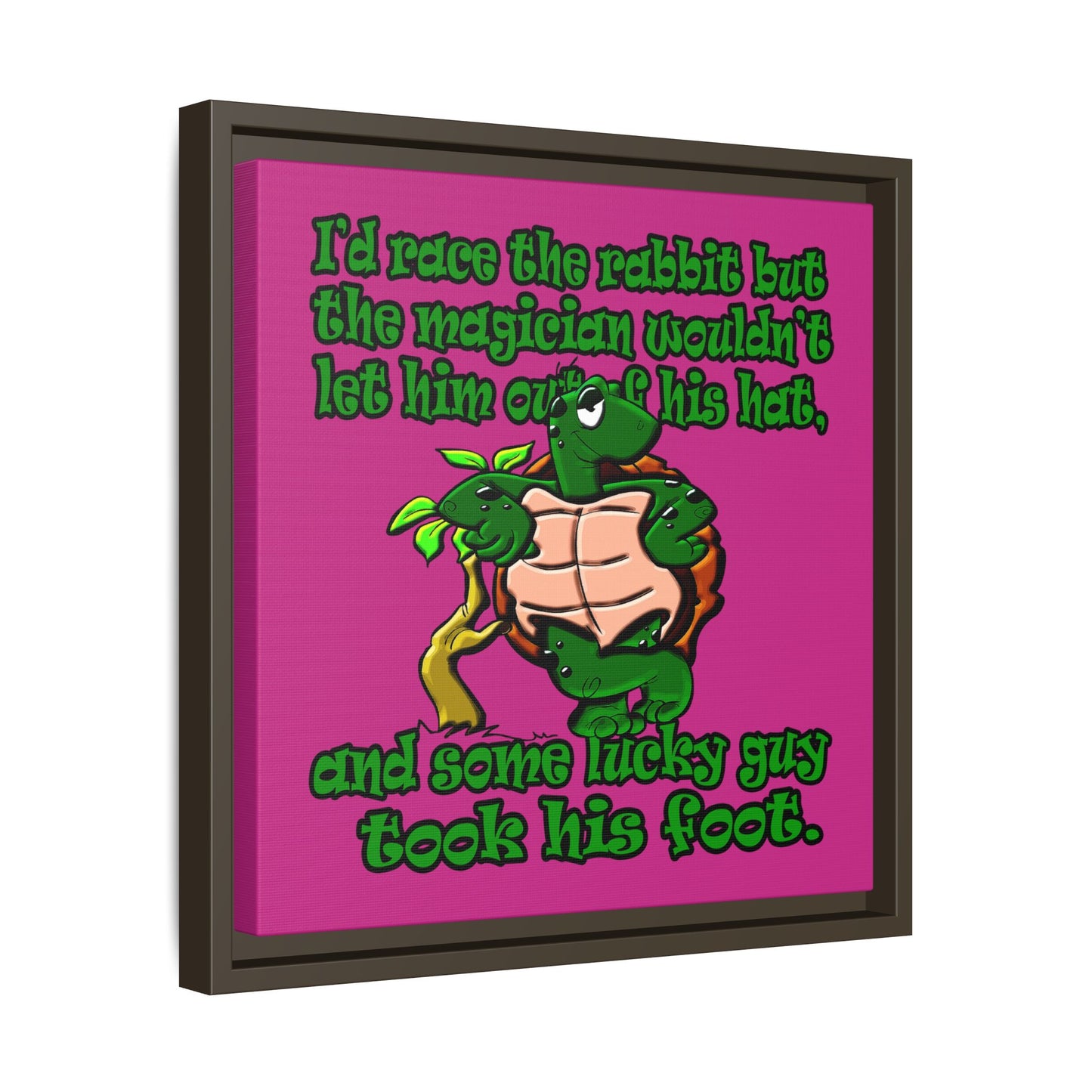 turtle race - framed canvas art (pink)