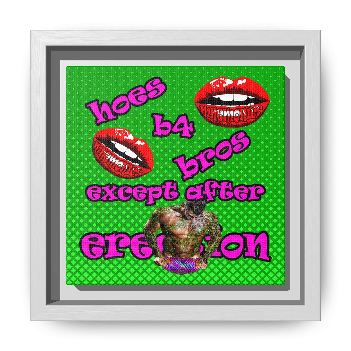 hoes b4 bros - framed canvas art (logo green)