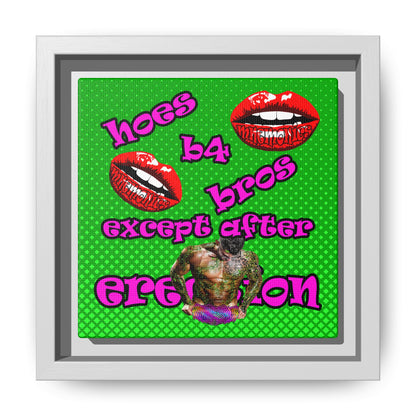 hoes b4 bros - framed canvas art (logo green)