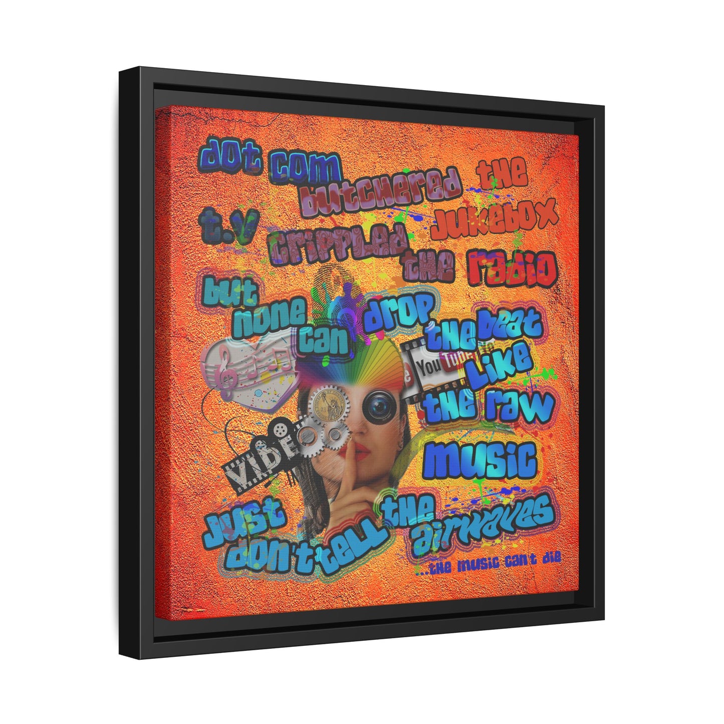 drop the beat - framed canvas art (burnt orange)