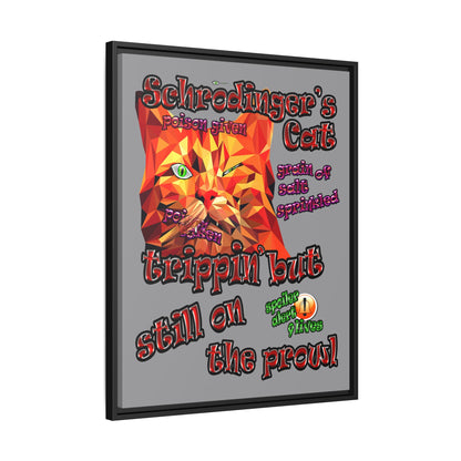 schrodinger's cat - framed canvas art (grey)