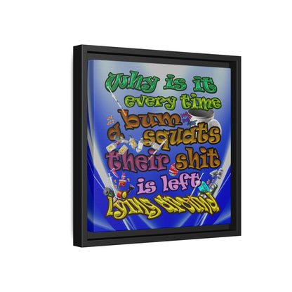 the bum's shit - framed canvas art (blue-white wave)