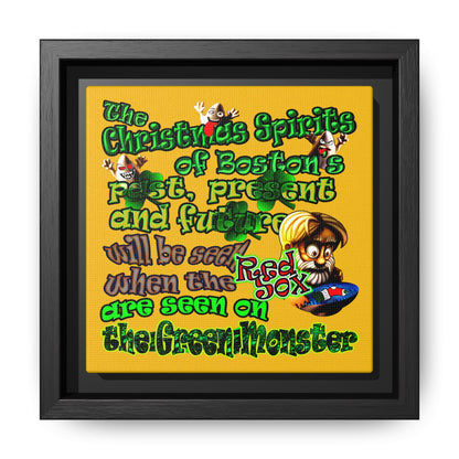 christmas spirits of boston - framed canvas art (yellow)