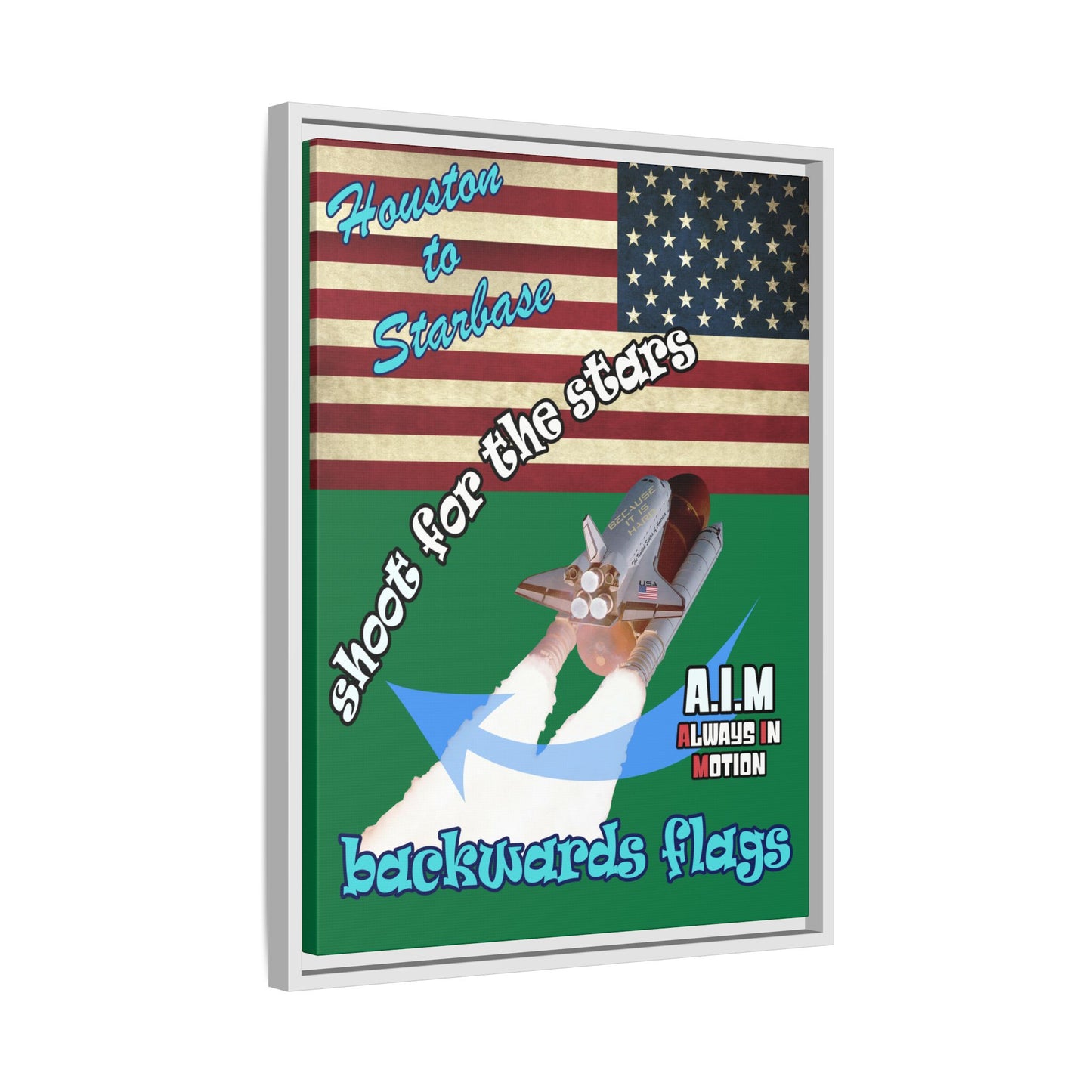 shoot for the stars - framed canvas art (dark green)