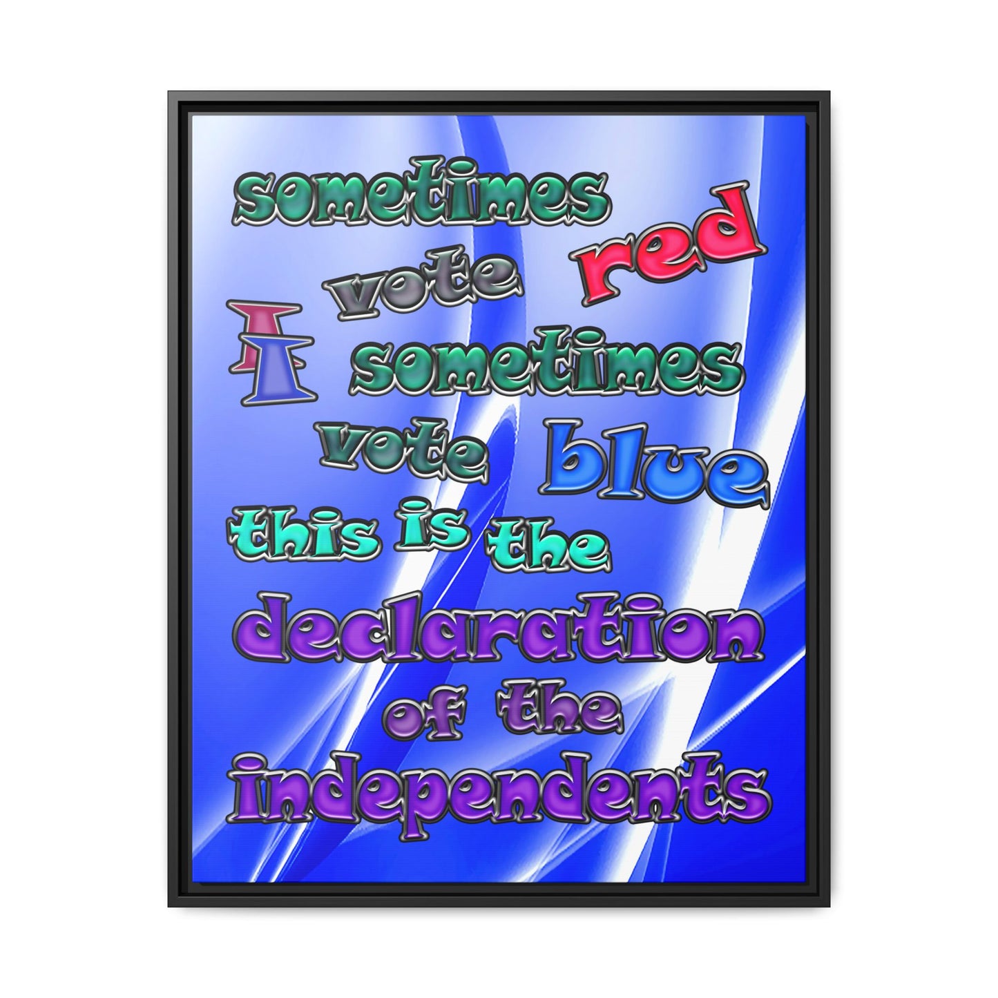 declaration of the independents - framed canvas art (blue-white wave)