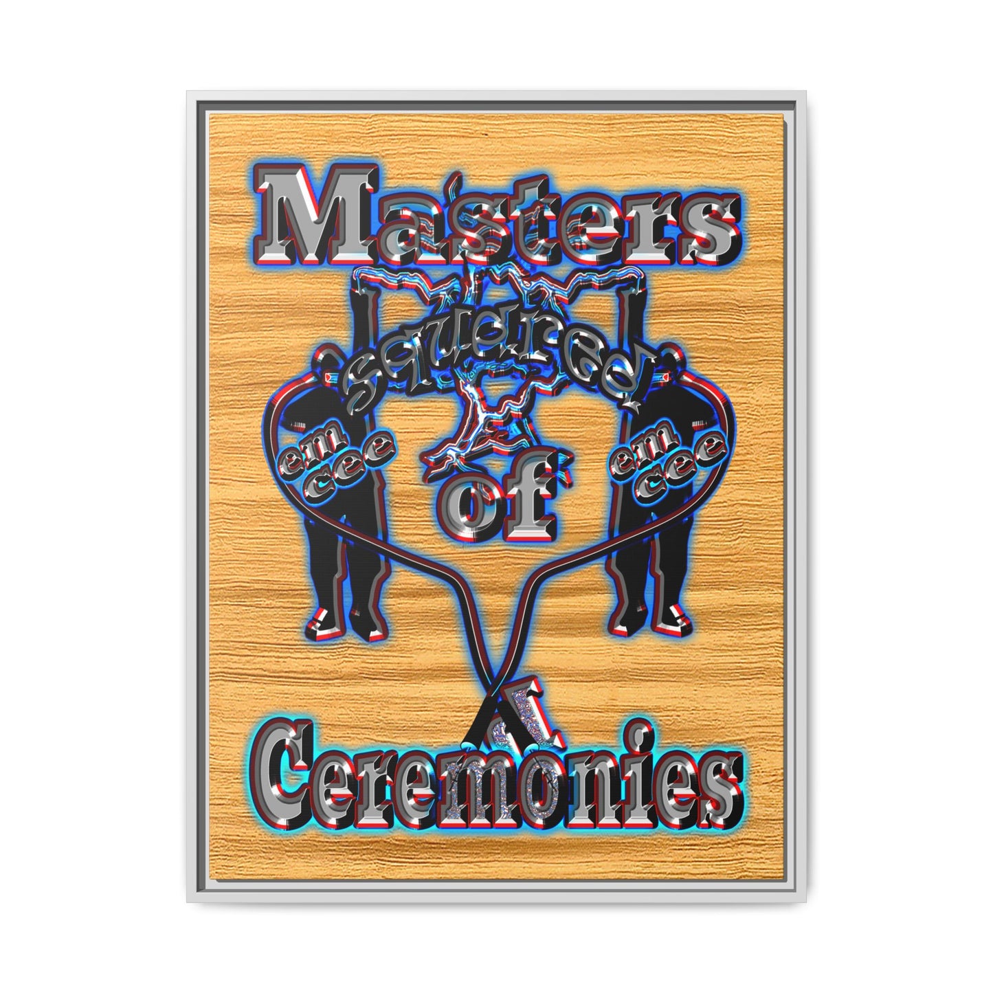 em cee squared - framed canvas art (butterscotch wood finish)