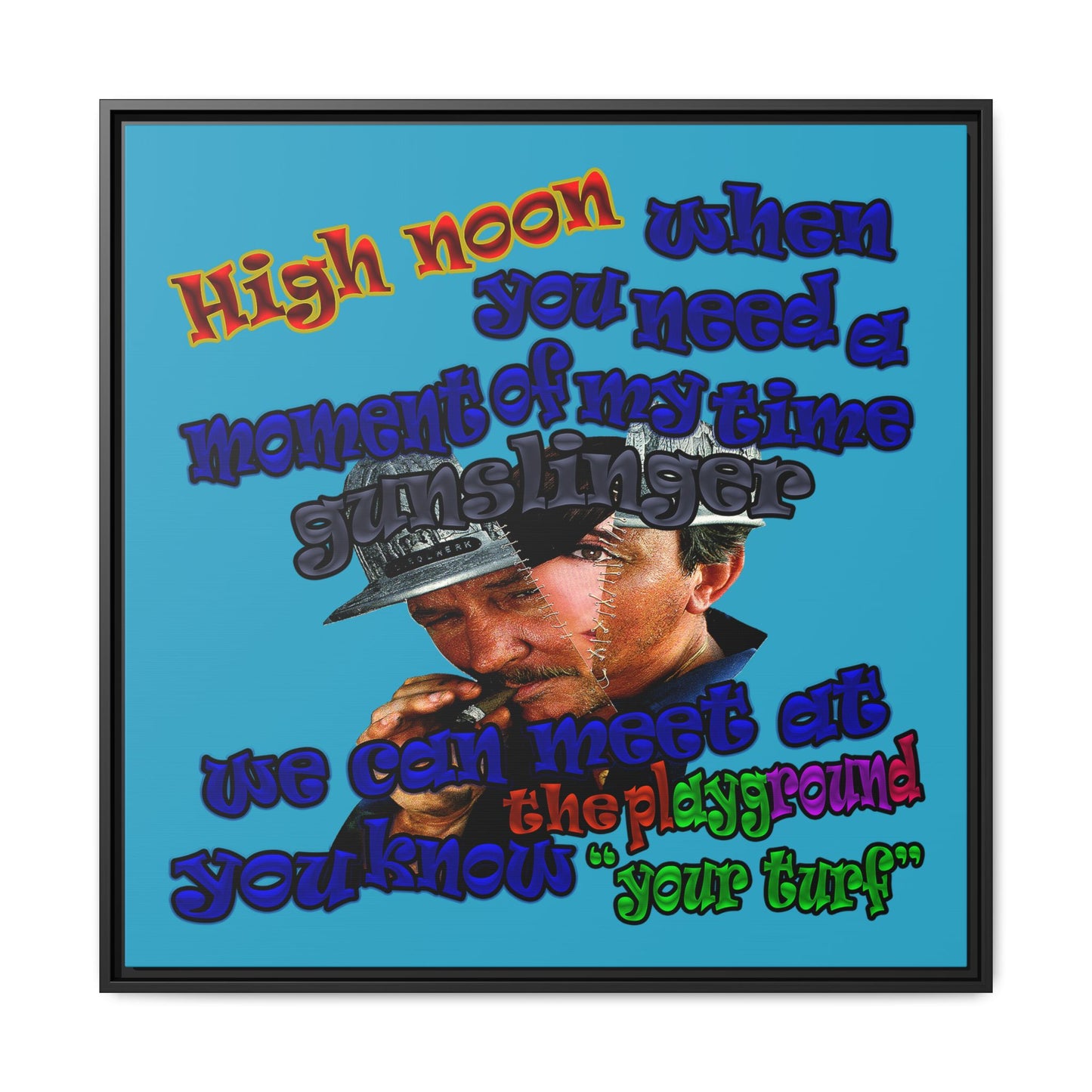 high noon - framed canvas art (turquoise)
