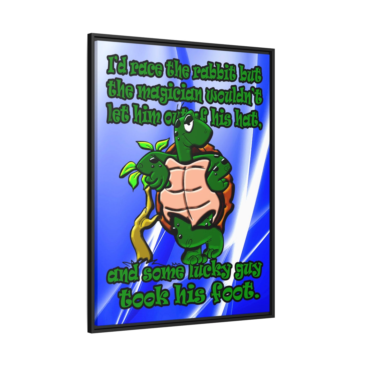turtle race - framed canvas art (blue-white wave)