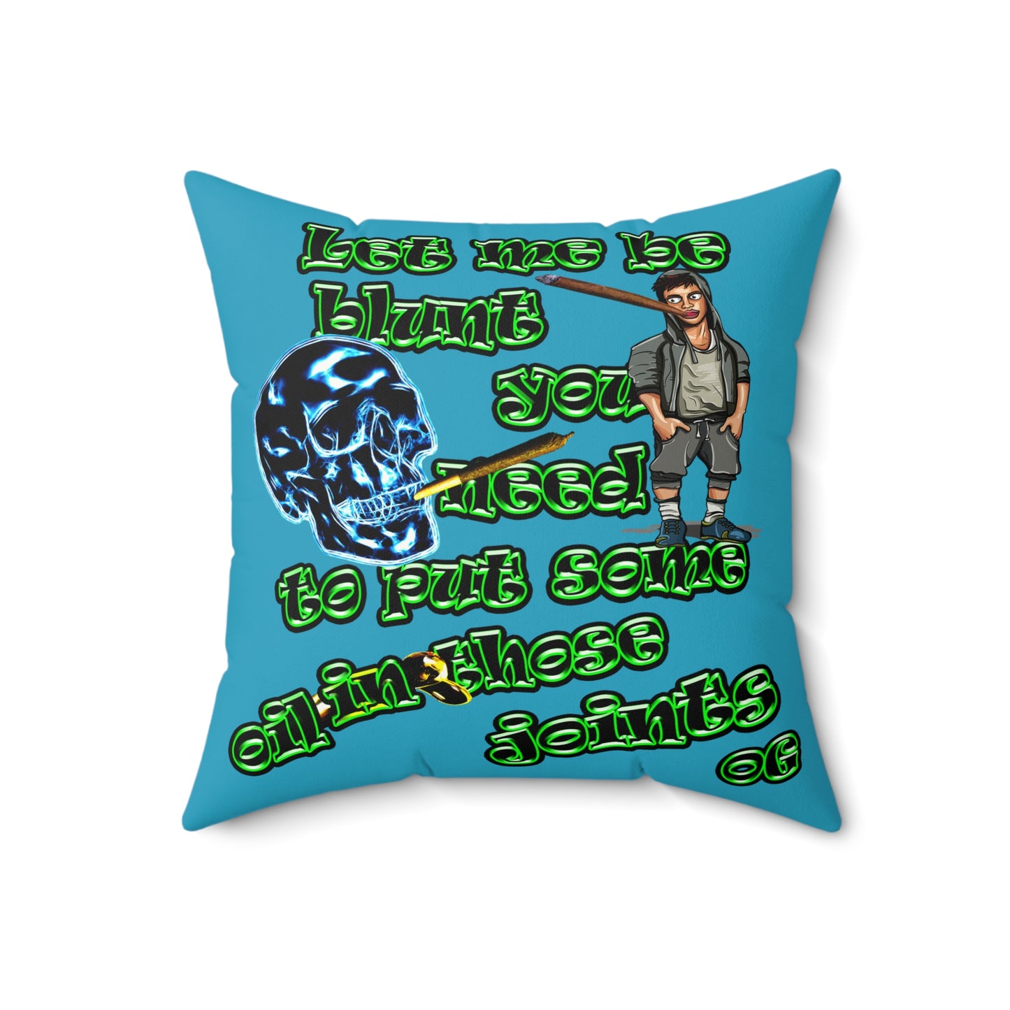 og - Faux Suede Square Pillow - (turquoise)
