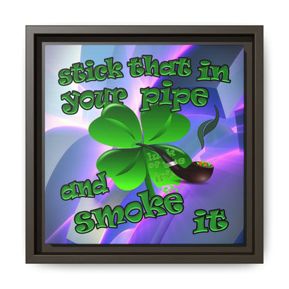 stick that in your pipe and smoke it - framed canvas art (grey-pink wave)