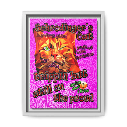 schrodinger's cat - framed canvas art (pink swirl)