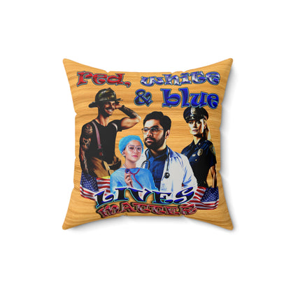 rw&b lives matter - Faux Suede Square Pillow - (butterscotch wood finish)