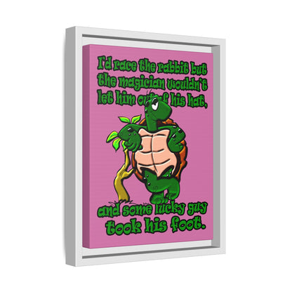 turtle race - framed canvas art (light pink)