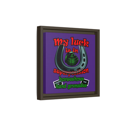 my luck - framed canvas art (purple)