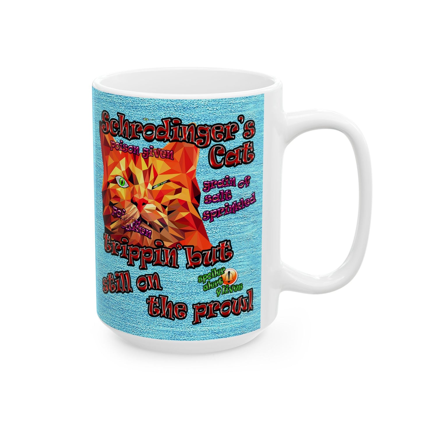 schrodinger's cat - White Mug (faded blue)