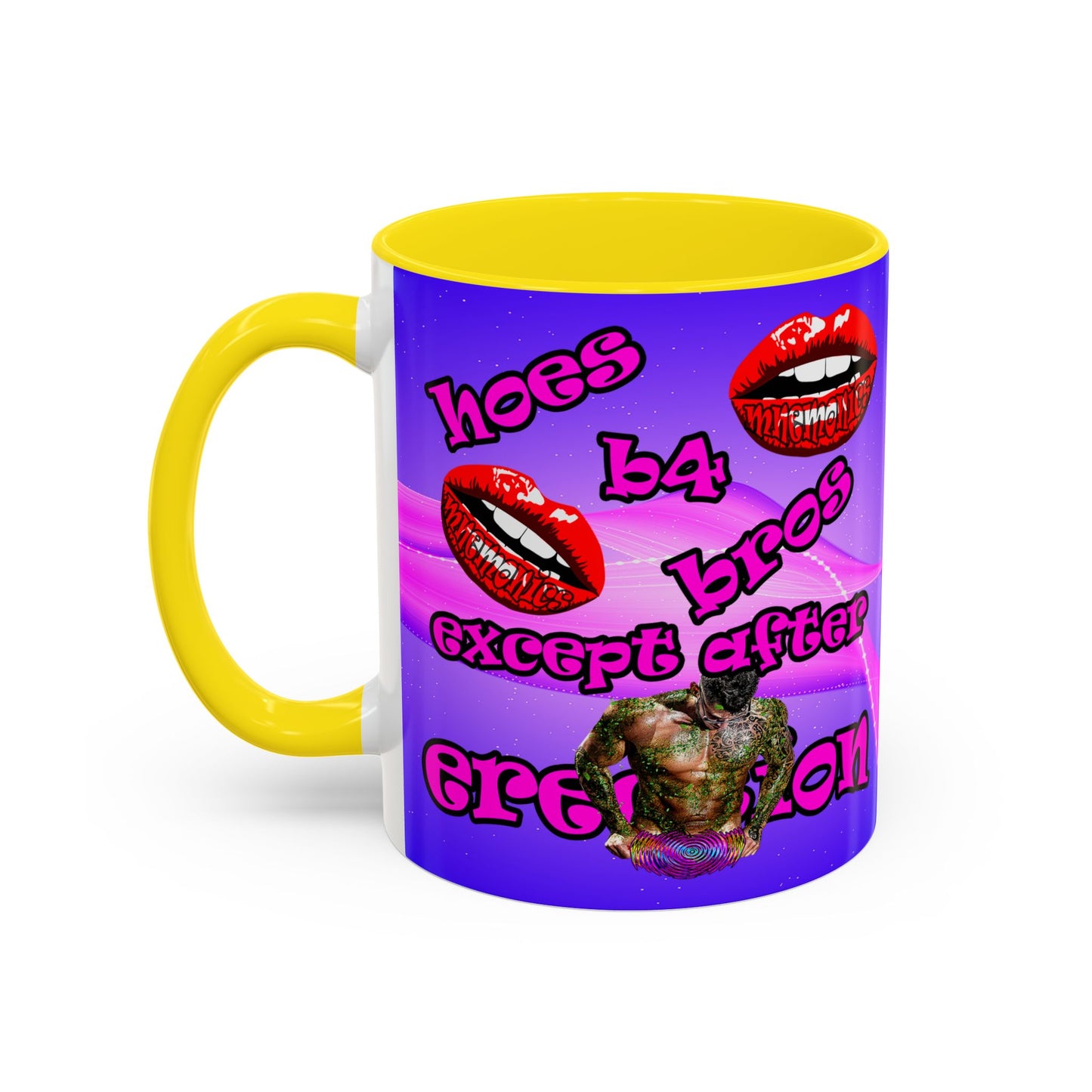 hoes b4 bros - Accent Mug (purple-pink wave)