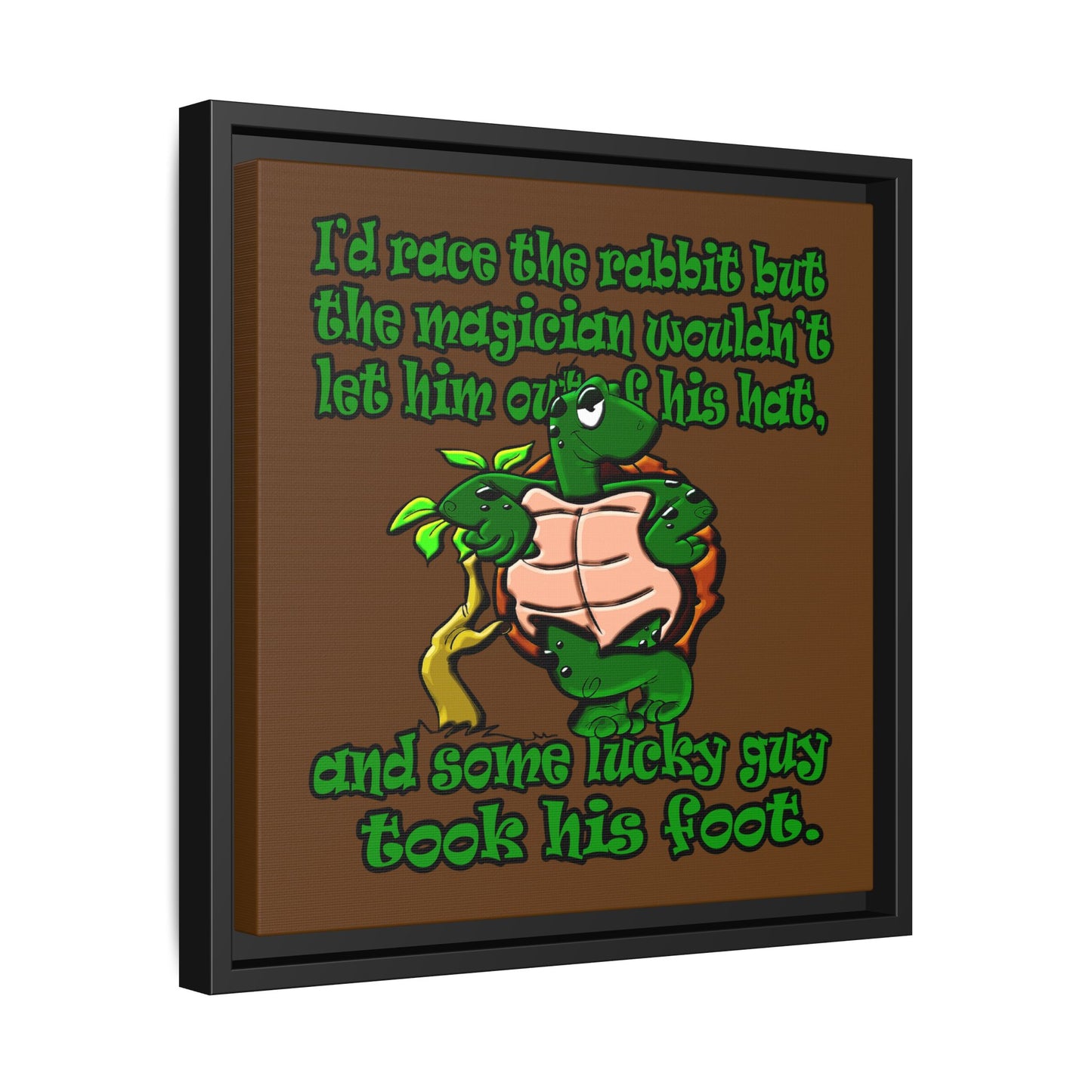 turtle race - framed canvas art (brown)