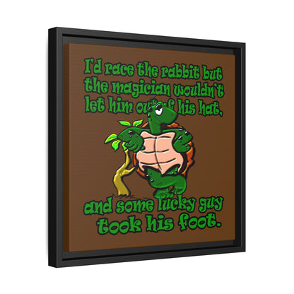 turtle race - framed canvas art (brown)