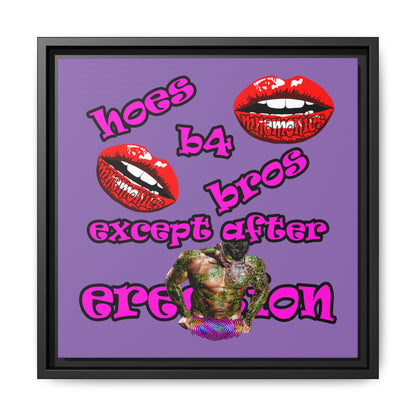 hoes b4 bros - framed canvas art (light purple)