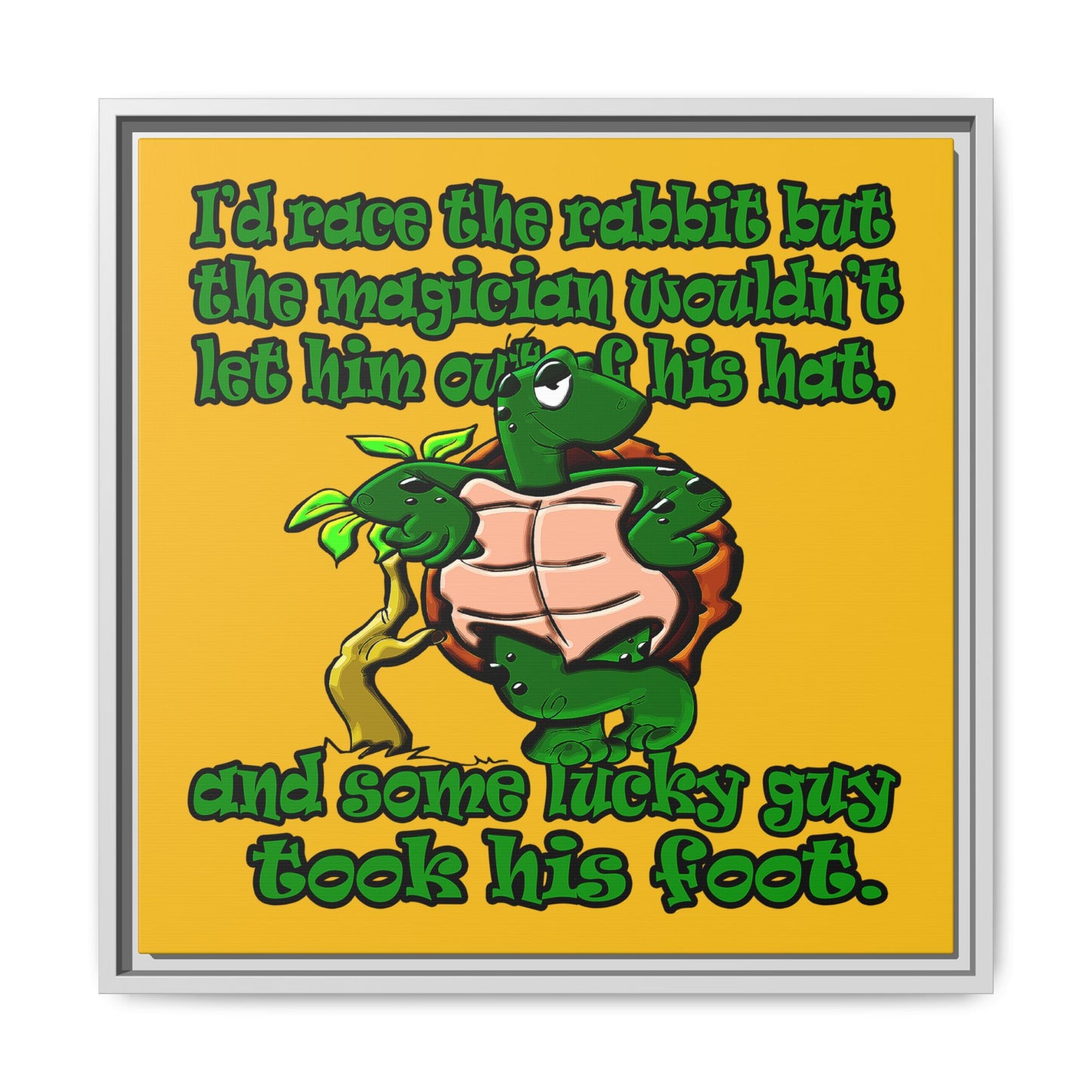 turtle race - framed canvas art (yellow)