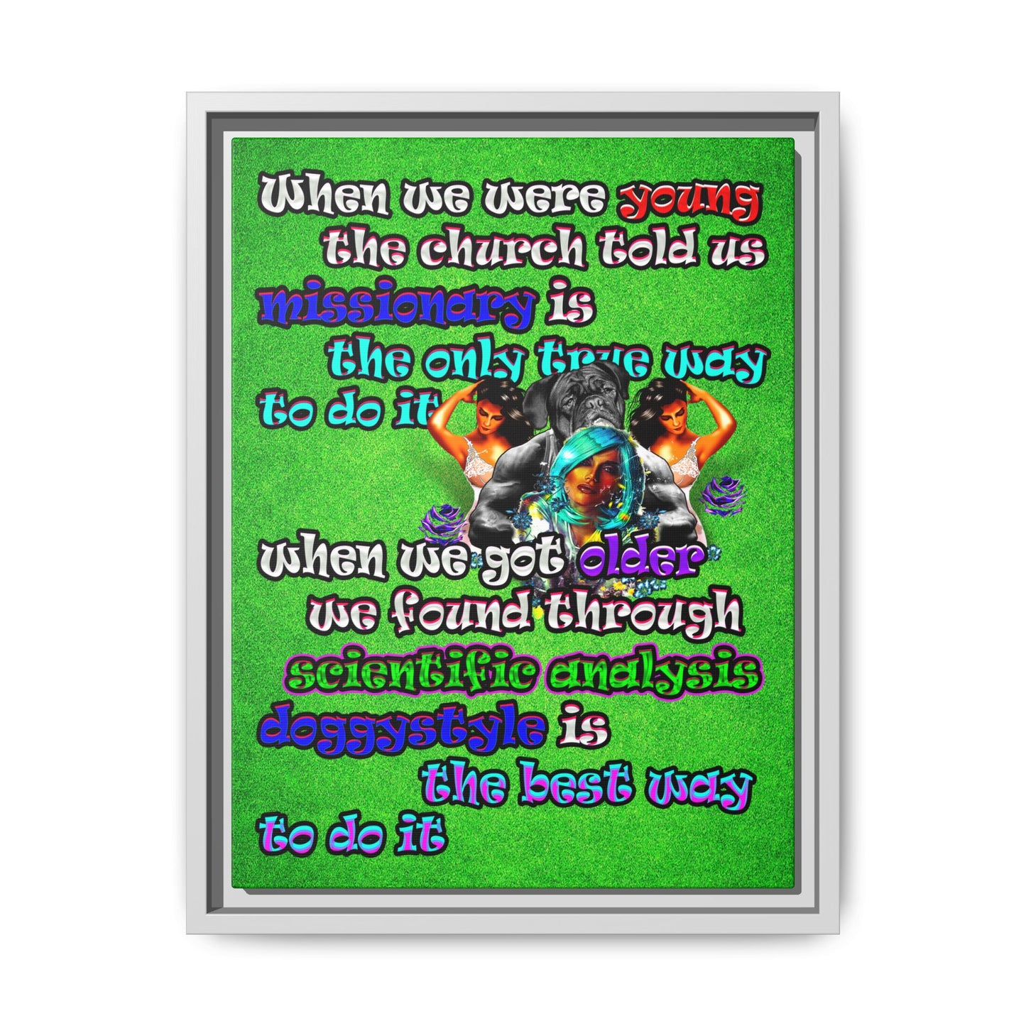 doggystyle - framed canvas art (green turf)