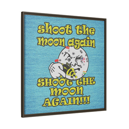 shoot the moon again - framed canvas art (faded blue)