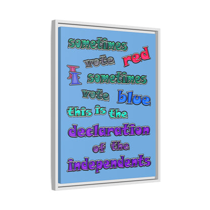 declaration of the independents - framed canvas art (light blue)